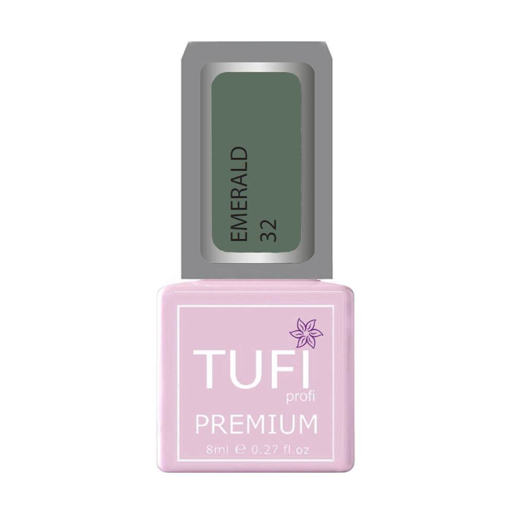 Гель-лак для нігтів Tufi profi Premium Emerald 32 Аркадський зелений, 8 мл