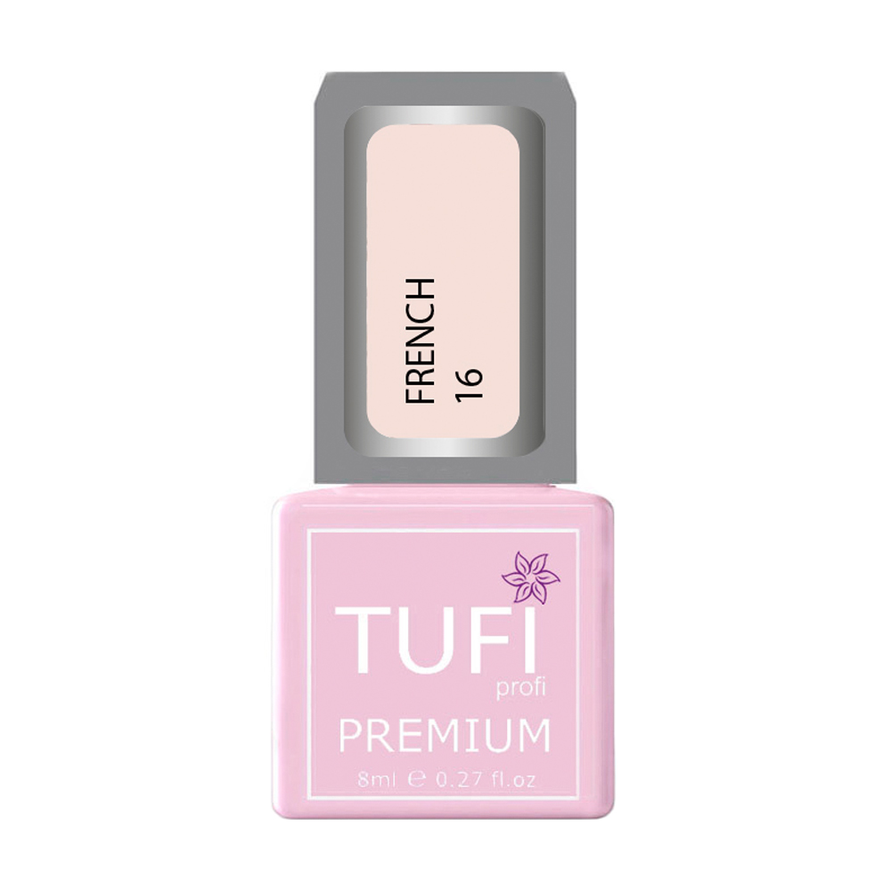 Гель-лак для нігтів Tufi profi Premium French 16 Рожевий серпанок, 8 мл