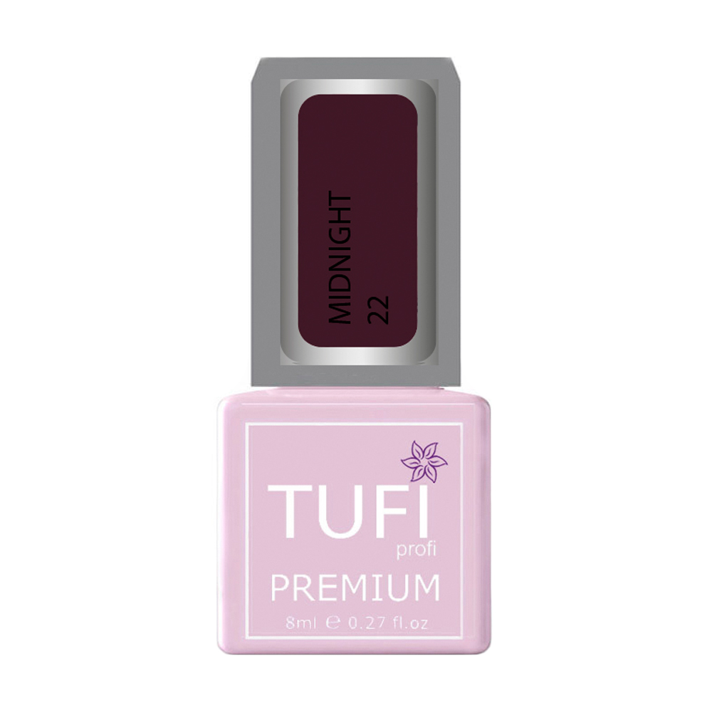 Гель-лак для нігтів Tufi profi Premium Midnight 22 Фіолетове вино, 8 мл