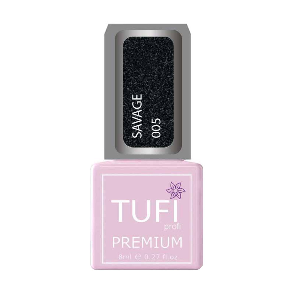 Гель-лак для нігтів Tufi profi Premium Savage 005 Світловідбивна чорна орхідея, 8 мл