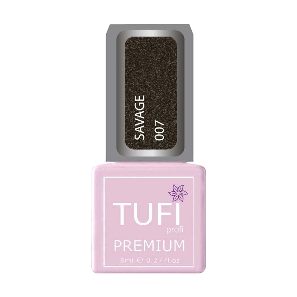 Гель-лак для нігтів Tufi profi Premium Savage 007 Світловідбивна золотиста замша, 8 мл