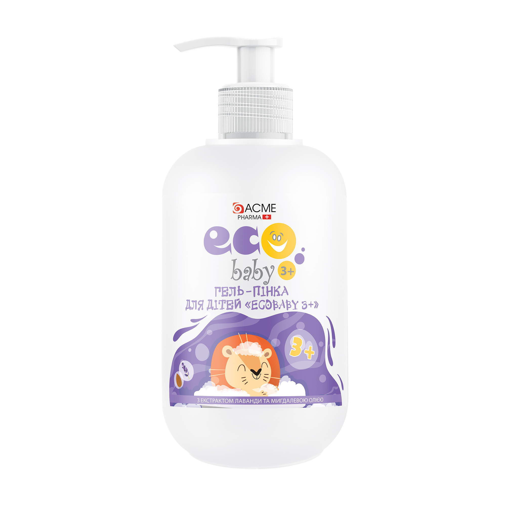 Гель-пінка для дітей EcoBaby з екстрактом лаванди та мигдальною олією, 500 мл