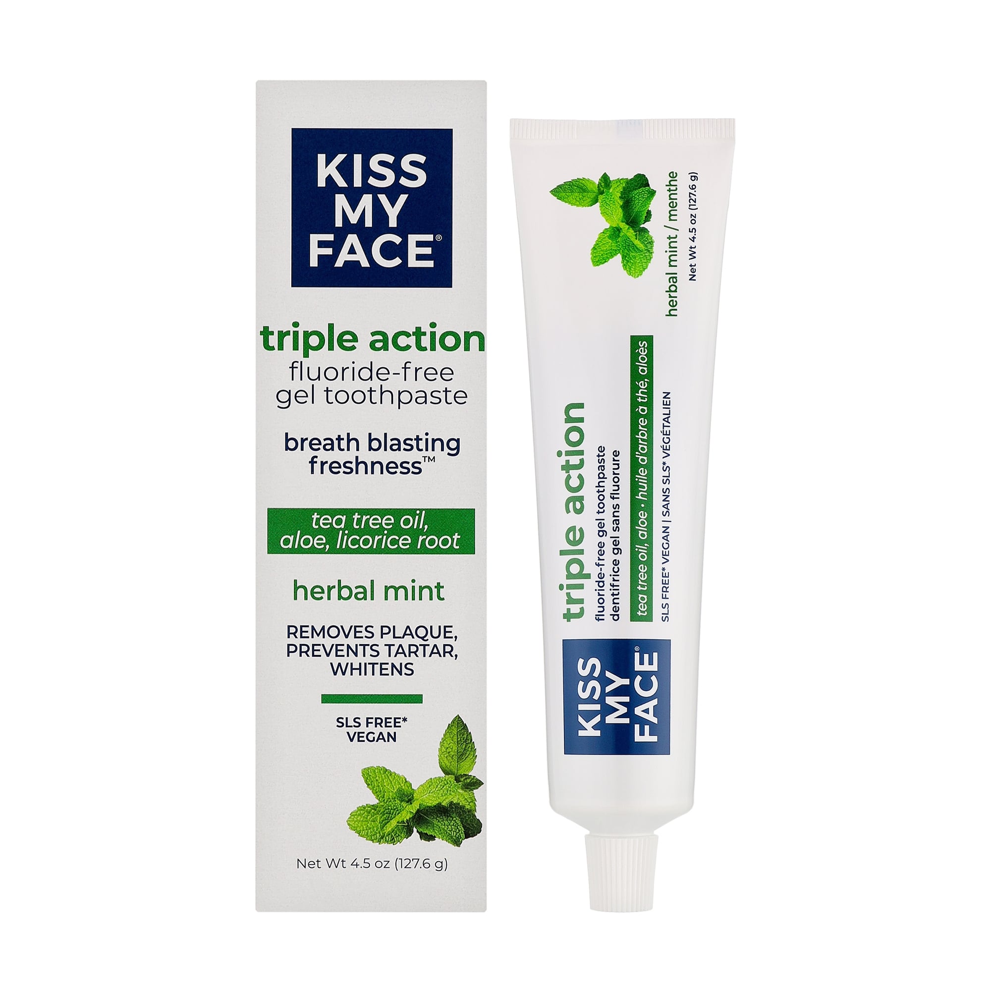 Гелева зубна паста Kiss My Face Triple Action 3X Herbal Mint Gel без фтору, 127.6 г