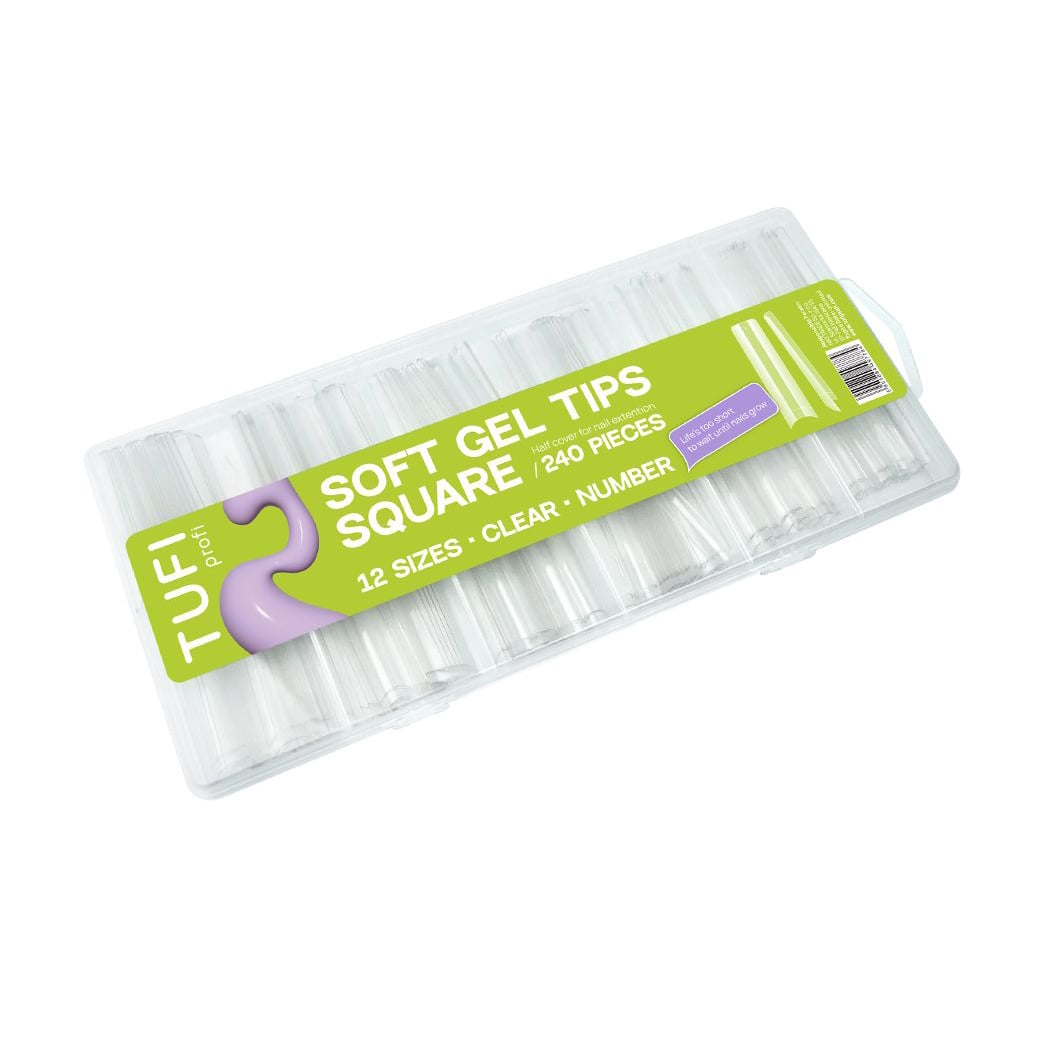 Гелеві типси Tufi Profi Half Cover Soft Gel Tips Квадрат, прозорі, 240 шт (0326341)