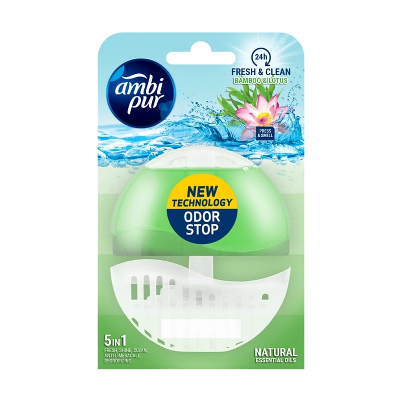 Гелевий туалетний блок Ambi Pur Fresh &amp; Clean Лотос та бамбук, 55 мл