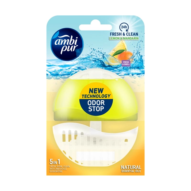 Гелевий туалетний блок Ambi Pur Fresh &amp; Clean Лимон та мандарин, 55 мл