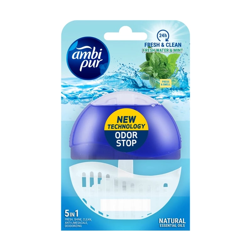 Гелевий туалетний блок Ambi Pur Fresh &amp; Clean М'ята та свіжість води, 55 мл