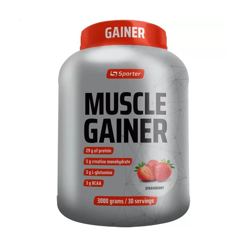 Гейнер Sporter Muscle Gainer Полуниця, в порошку, 3 кг