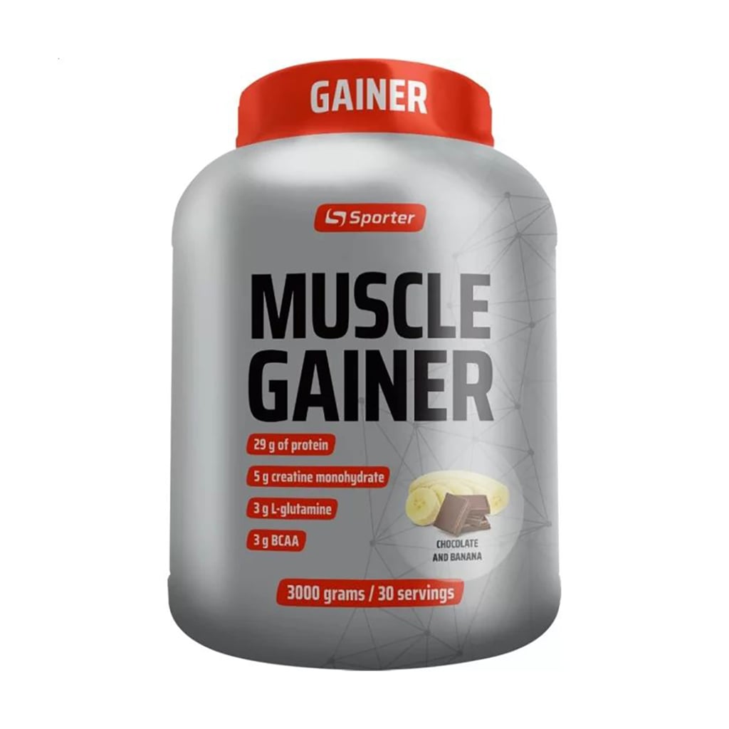 Гейнер Sporter Muscle Gainer Шоколад з бананом, в порошку, 3 кг