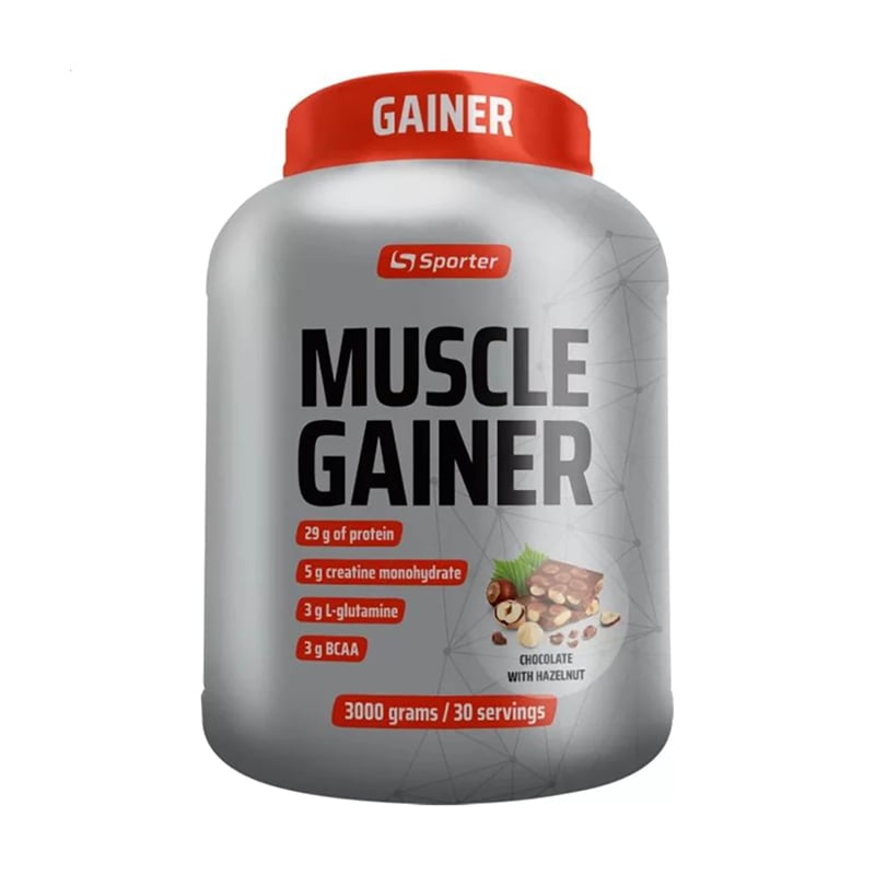 Гейнер Sporter Muscle Gainer Шоколад з фундуком, в порошку, 3 кг