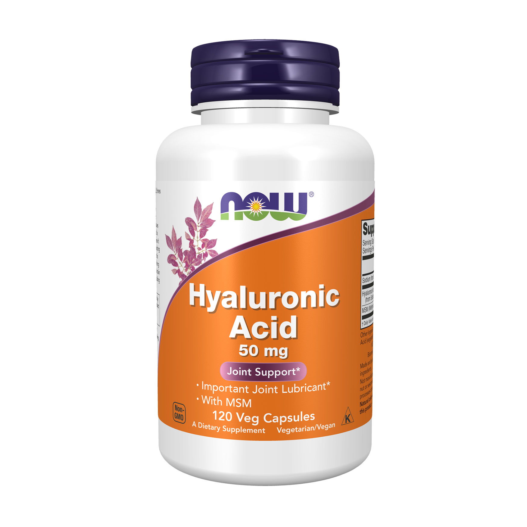 Гіалуронова кислота і МСМ NOW foods Hyaluronic Acid 50 мг With MSM, 120 капсул