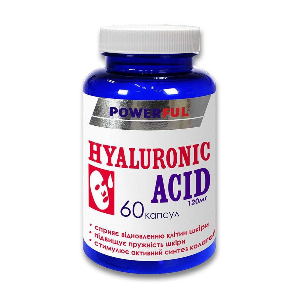 Гіалуронова кислота Краса та здоров'я Powerful Hyaluronic Acid 120 мг, 60 капсул