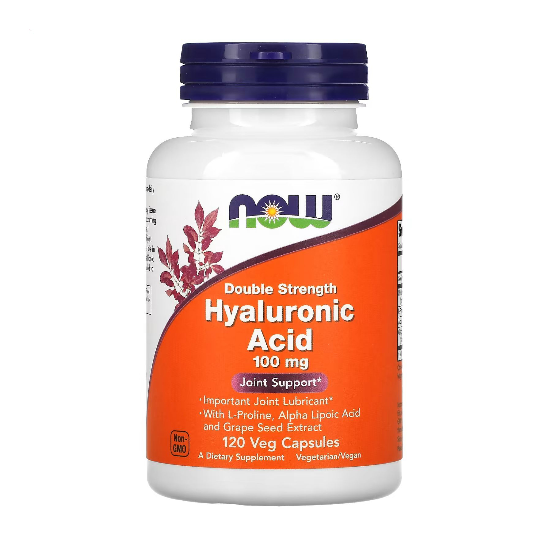 Гіалуронова кислота NOW foods Double Strength Hyaluronic Acid 100 мг, 120 капсул