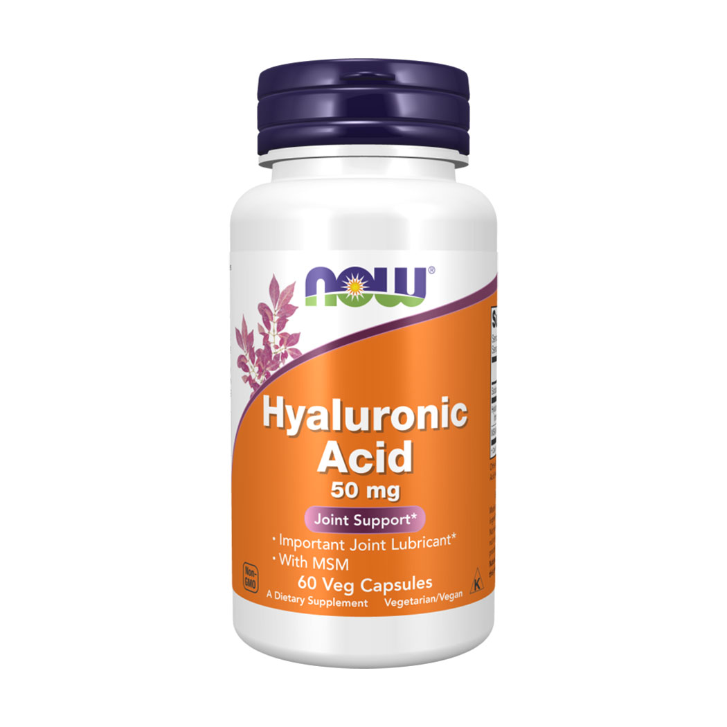 Гіалуронова кислота та МСМ NOW foods Hyaluronic Acid 50 мг With MSM, 60 капсул