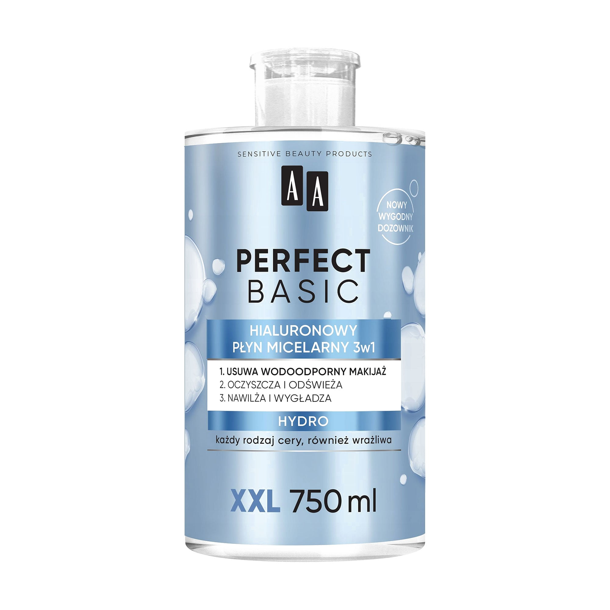 Гіалуронова міцелярна вода 3 в 1 AA Perfect Basic Hydro XXL, 750 мл