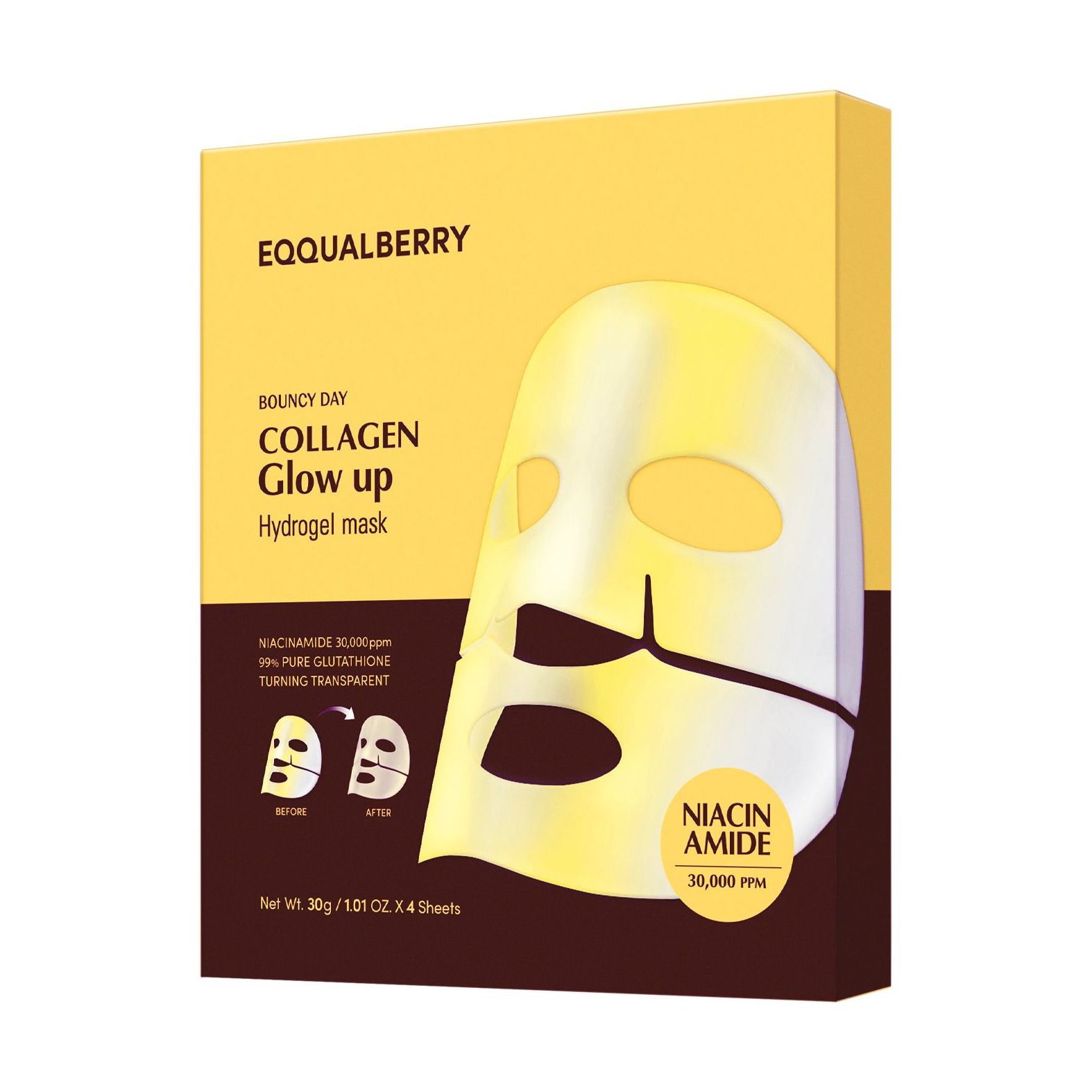 Гідрогелева маска для обличчя Eqqualberry Collagen Glow Up Hydrogel Mask, 4 шт