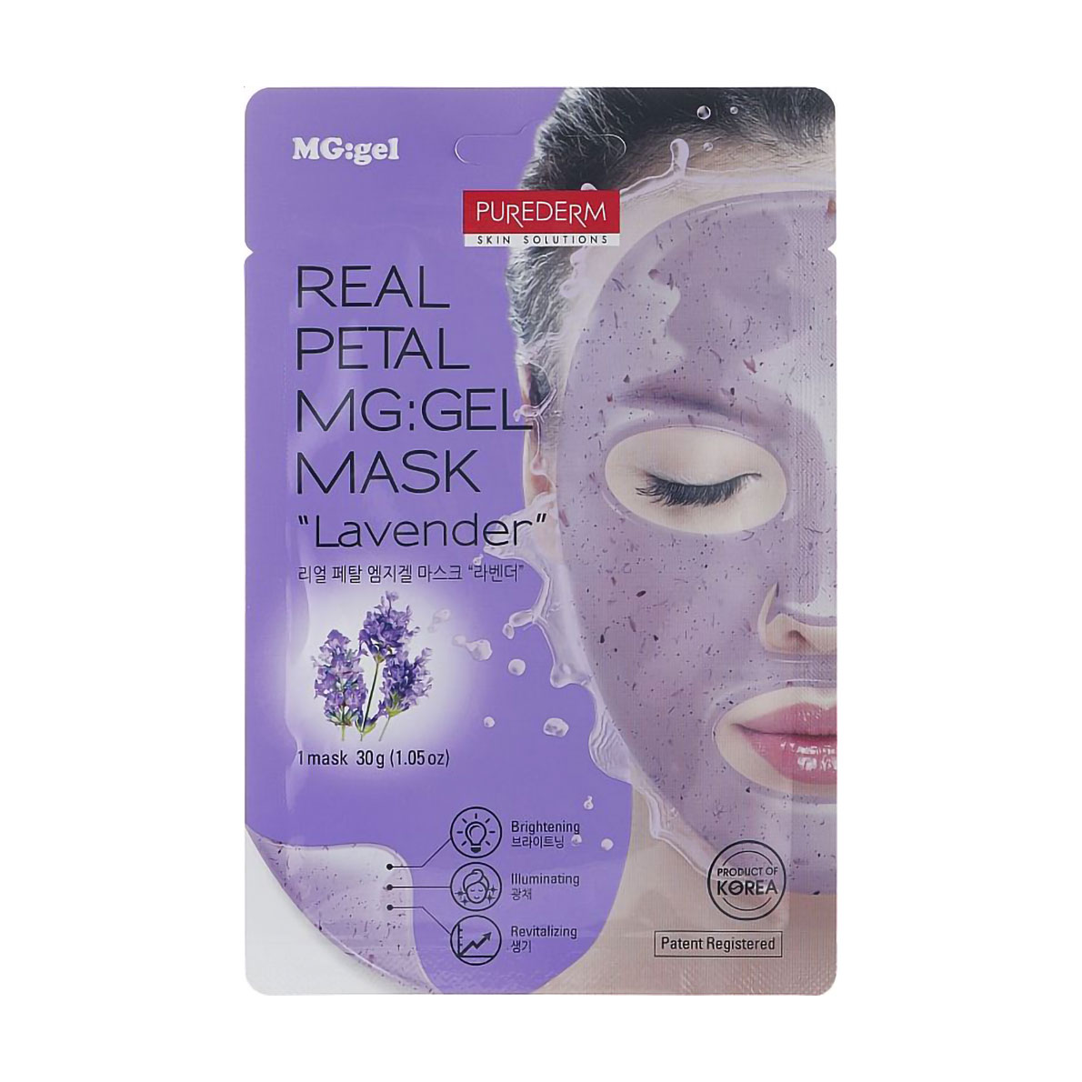 Гідрогелева маска для обличчя Purederm Real Petal MG:Gel Mask Lavender, 30 г