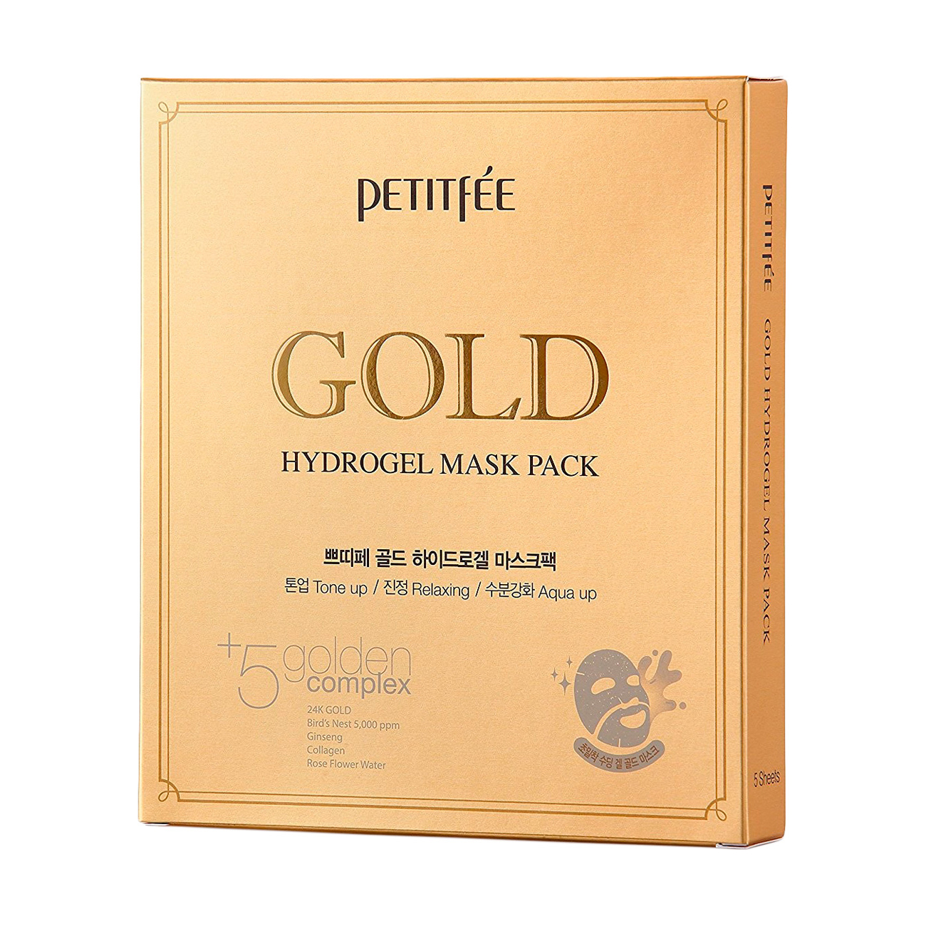 Гідрогелева маска для обличчя з золотим комплексом +5 Petitfee &amp; Koelf Gold Hydrogel Mask Pack +5 golden complex, 5 шт