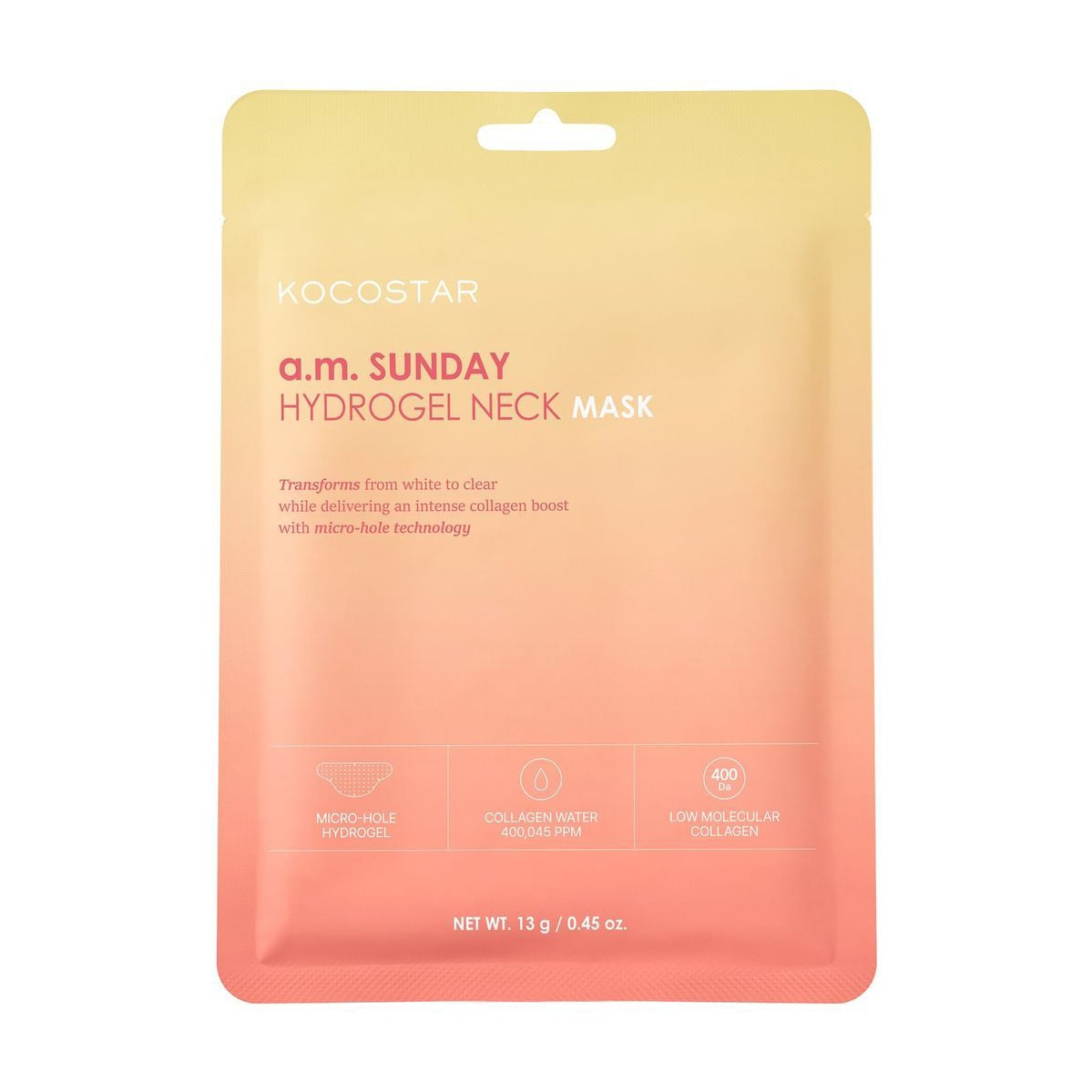Гідрогелева маска для шиї Kocostar A.M. Sunday Hydrogel Neck Mask, 13 г