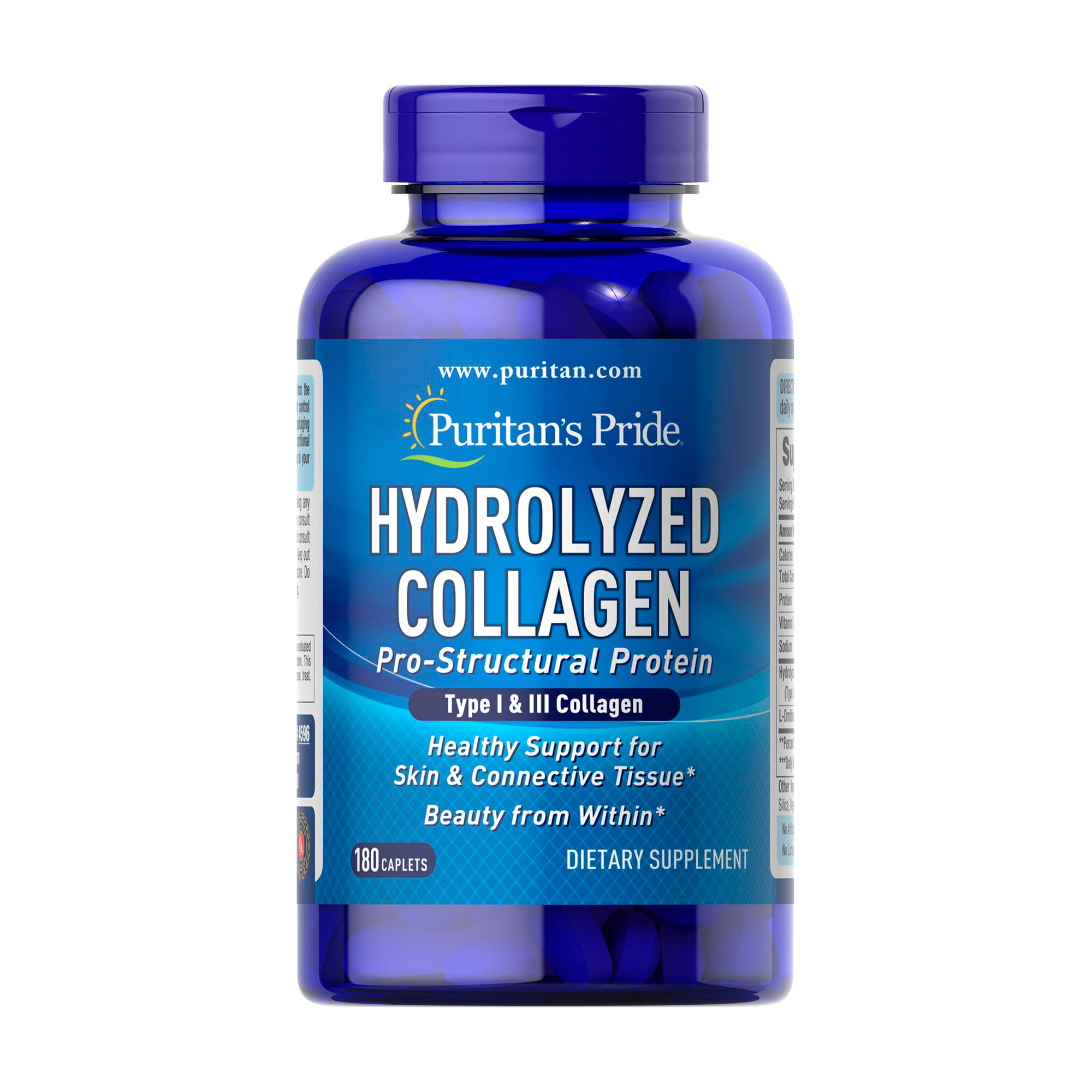 Гідролізований колаген Puritan's Pride Hydrolyzed Collagen 1000 мг, 180 каплетів