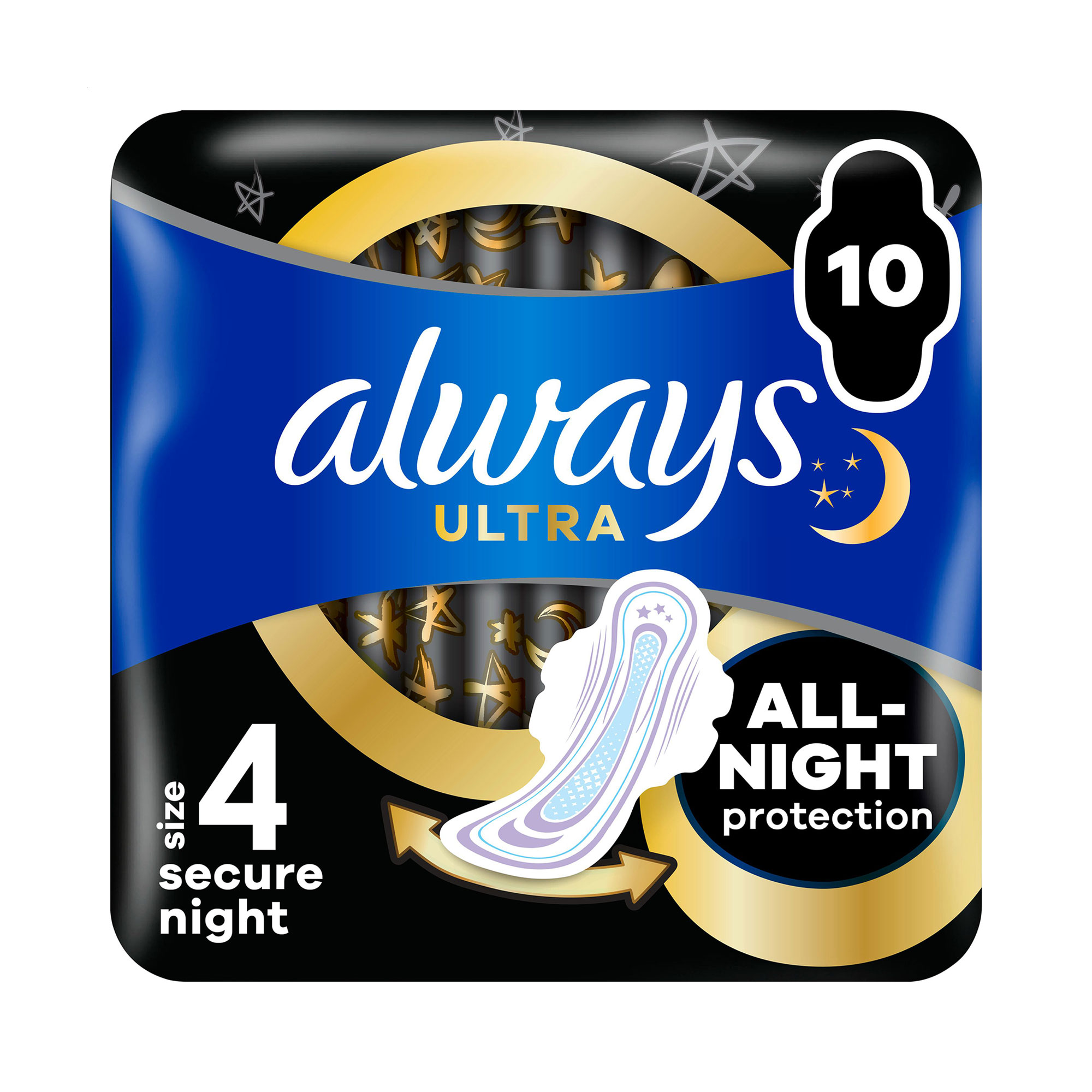 Гігієнічні прокладки Always Ultra Secure Night, розмір 4, 10 шт