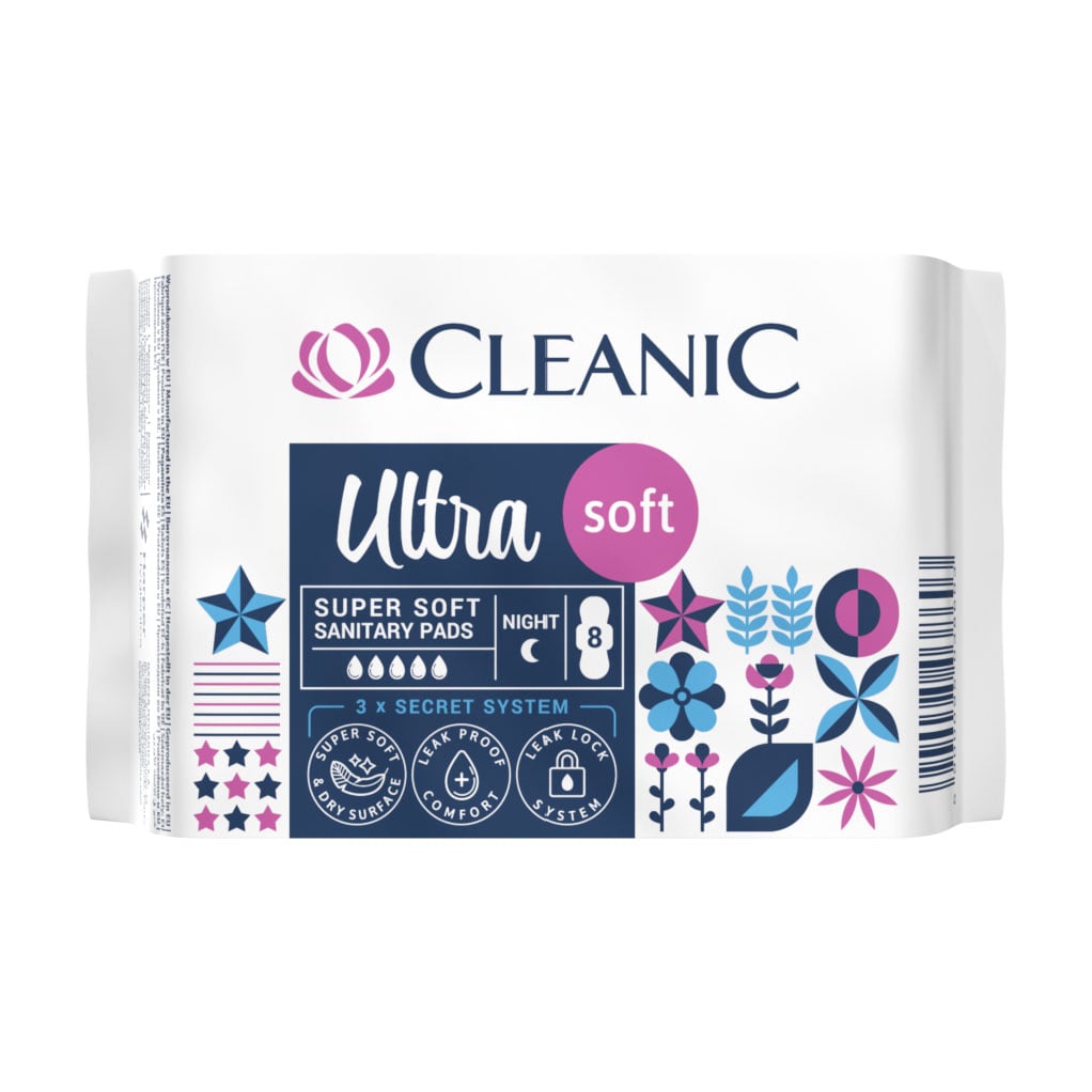 Гігієнічні прокладки Cleanic Ultra Soft Night Pads, 8 шт