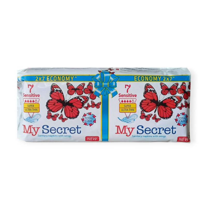 Гігієнічні прокладки My Secret Sensitive Super Ultra Thin з крильцями, розмір 4, 14 шт