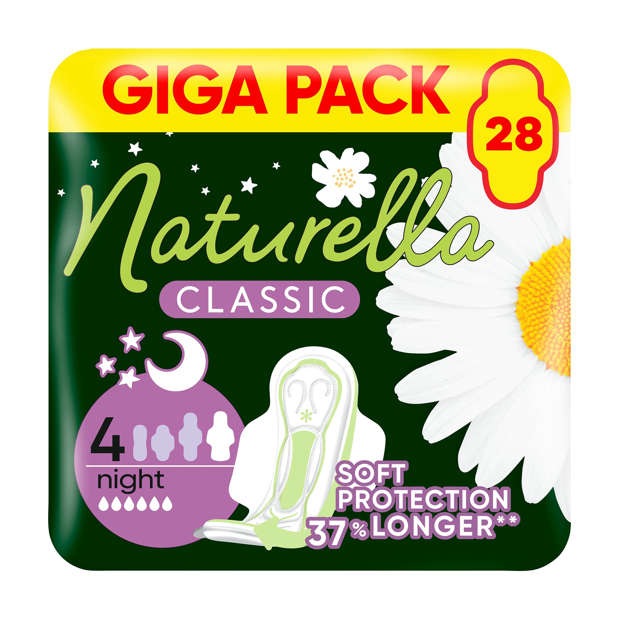 Гігієнічні прокладки NATURELLA Classic Night, розмір 4, 28 шт