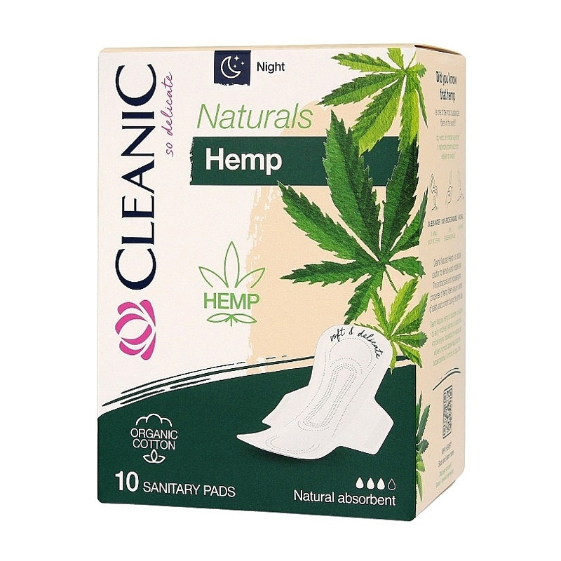 Гігієнічні прокладки нічні Cleanic Naturals Hemp, 10 шт