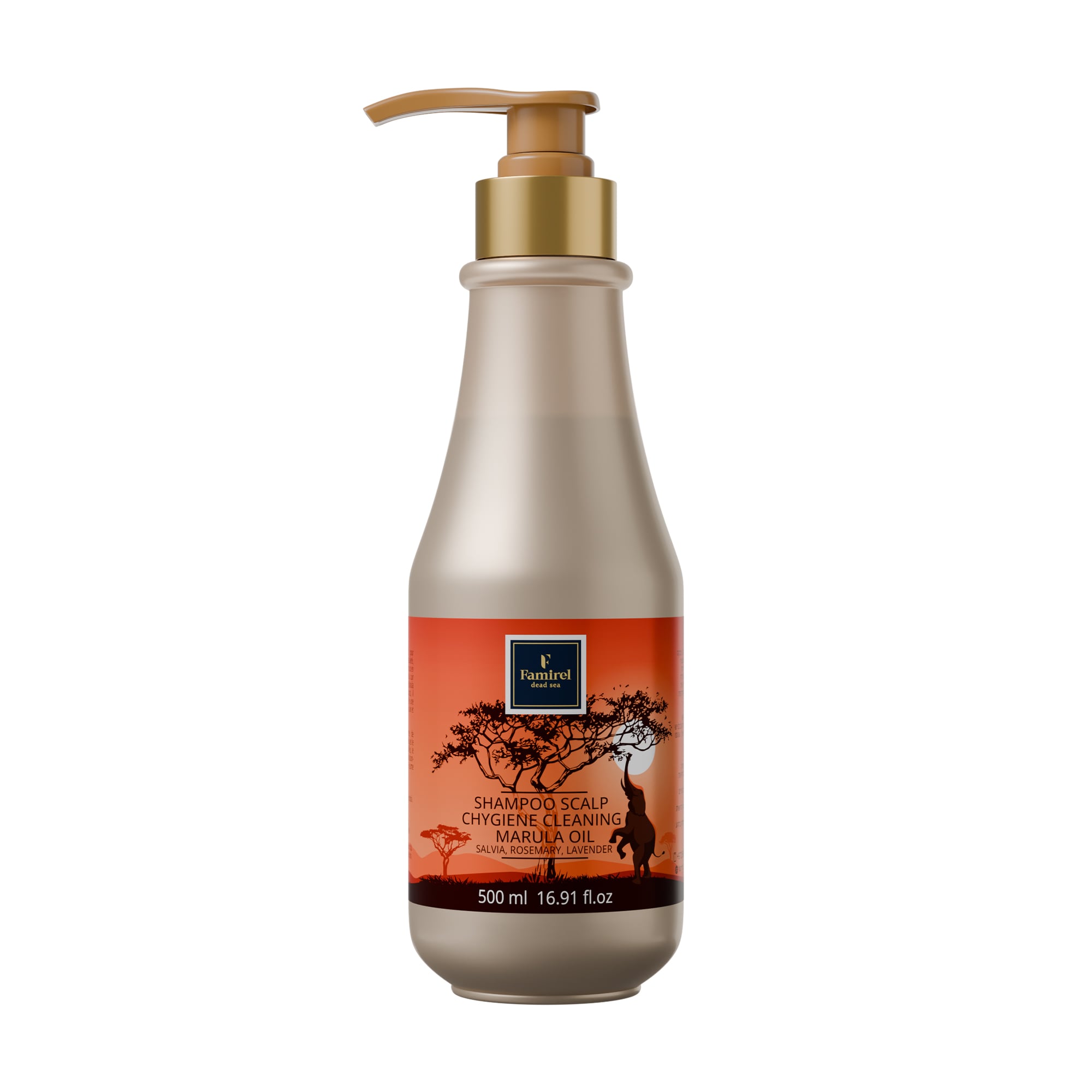 Гігієнічний шампунь Famirel Marula Oil для шкіри голови, з шавлією, розмарином та лавандою, 500 мл