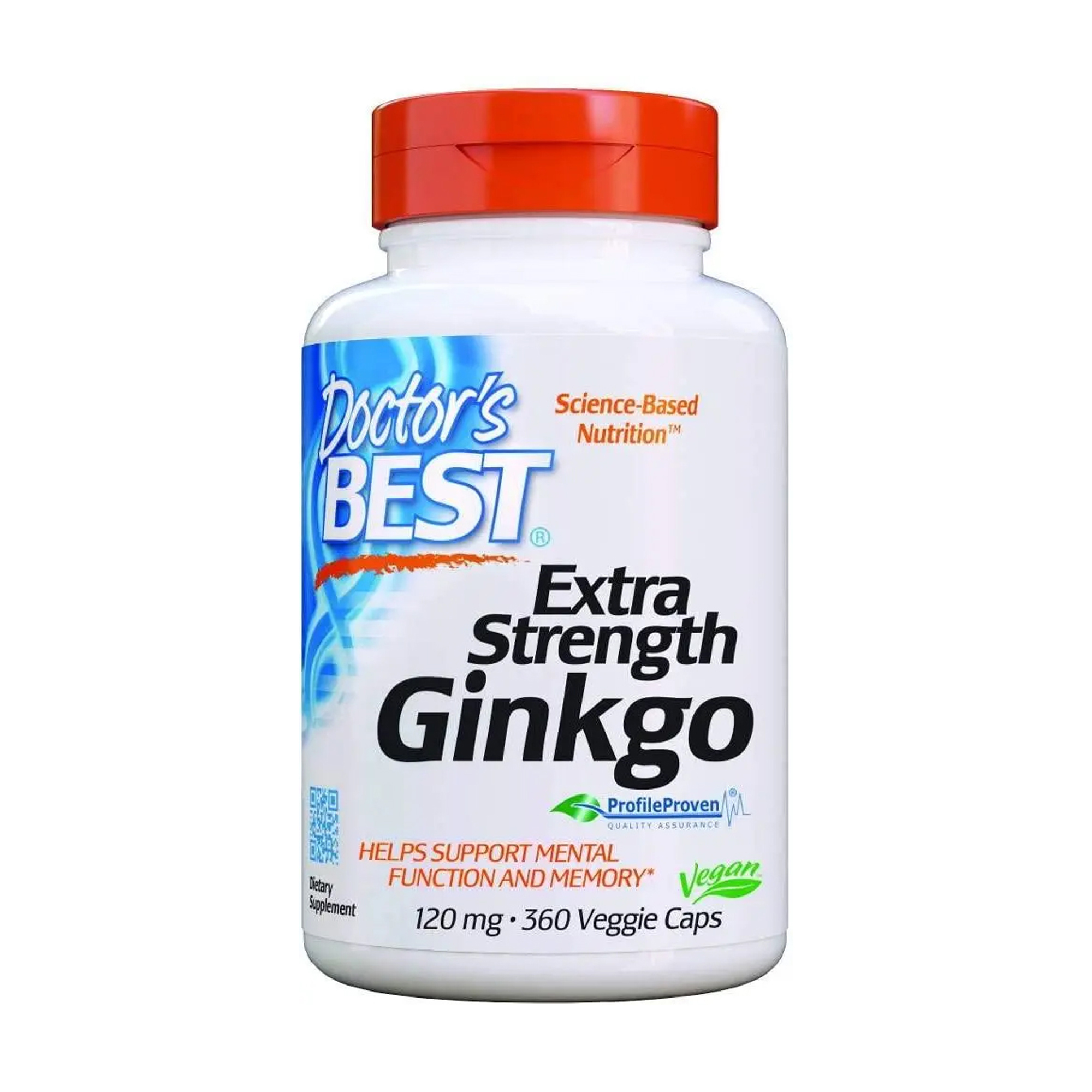 Гінкго білоба Doctor's Best Extra Strength Ginkgo 120 мг, 360 веганських капсул