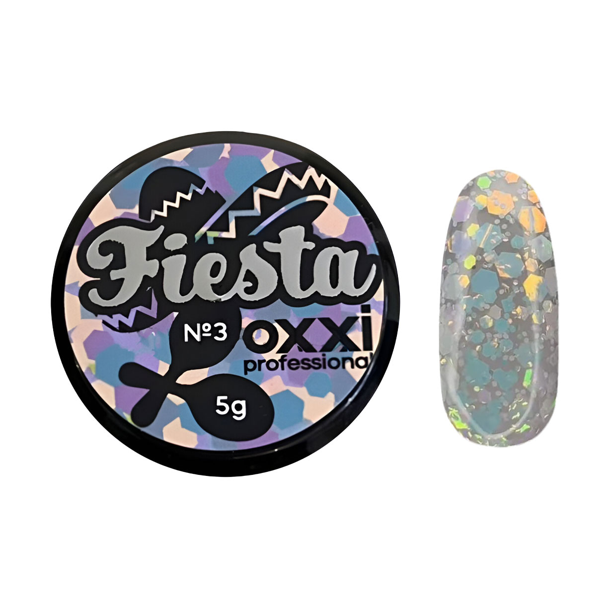 Глітерний гель для манікюру Oxxi Professional Fiesta Glitter Gel 03, 5 г