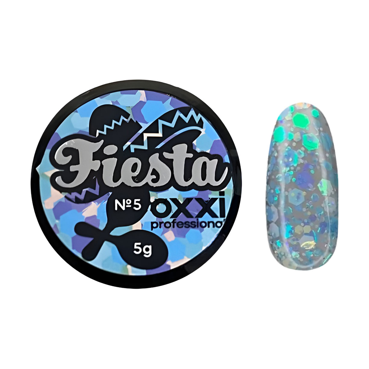 Глітерний гель для манікюру Oxxi Professional Fiesta Glitter Gel 05, 5 г