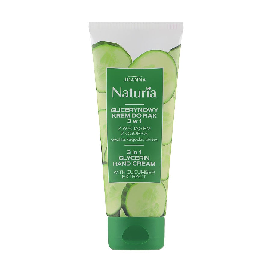 Гліцериновий крем для рук Joanna Naturia 3 in 1 Glycerin Hand Cream з екстрактом огірка, 100 г