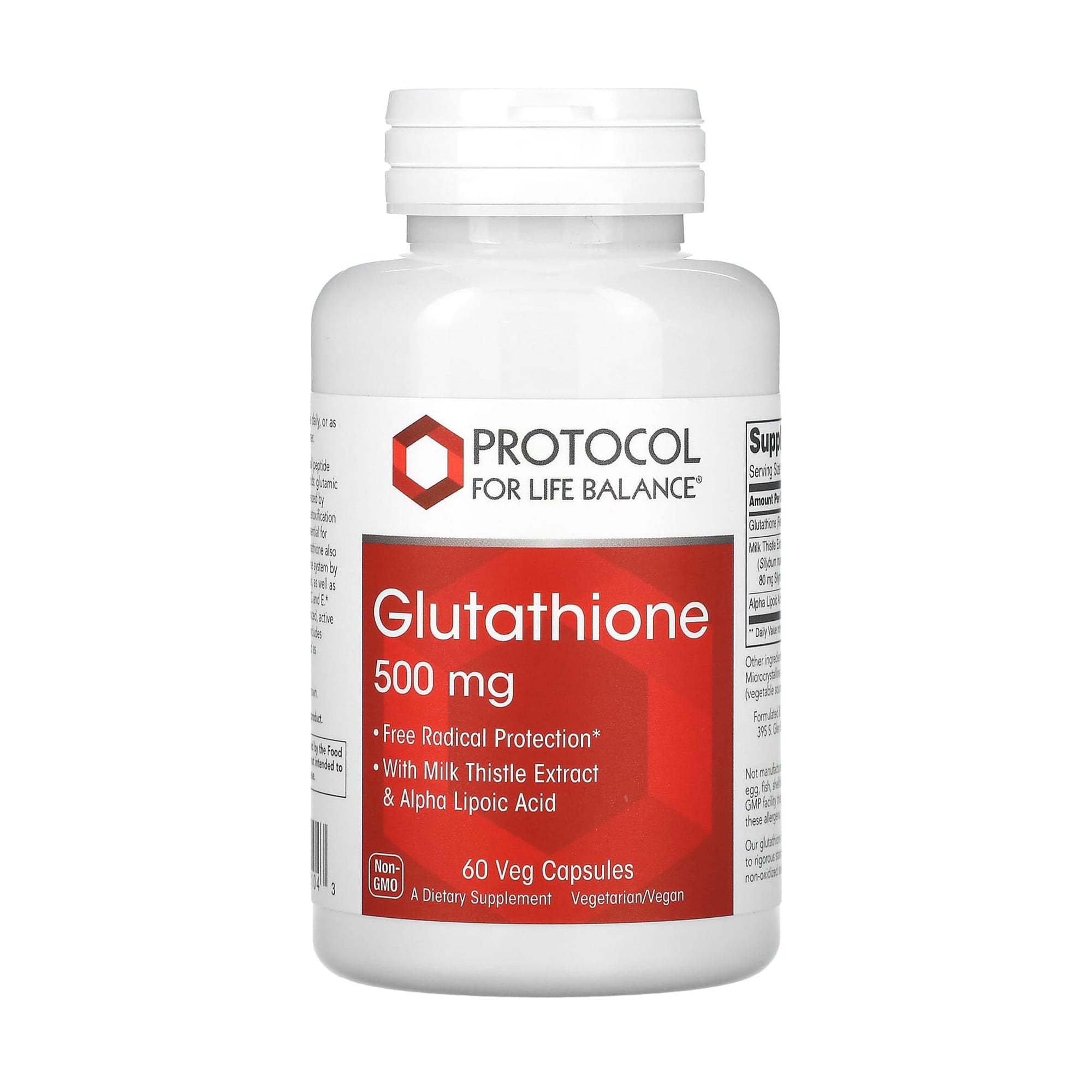 Глутатіон Protocol For Life Balance Glutathione, 500 мг, 60 вегатеріанських капсул