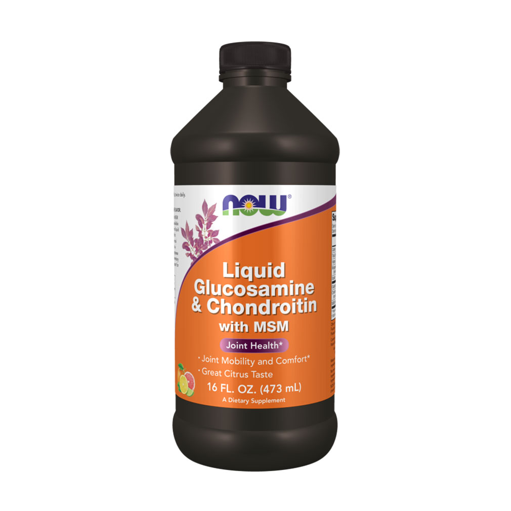 Глюкозамін та хондроїтин з МСМ NOW foods Liquid Glucosamine &amp; Chondroitin with MSM в рідині, 473 мл