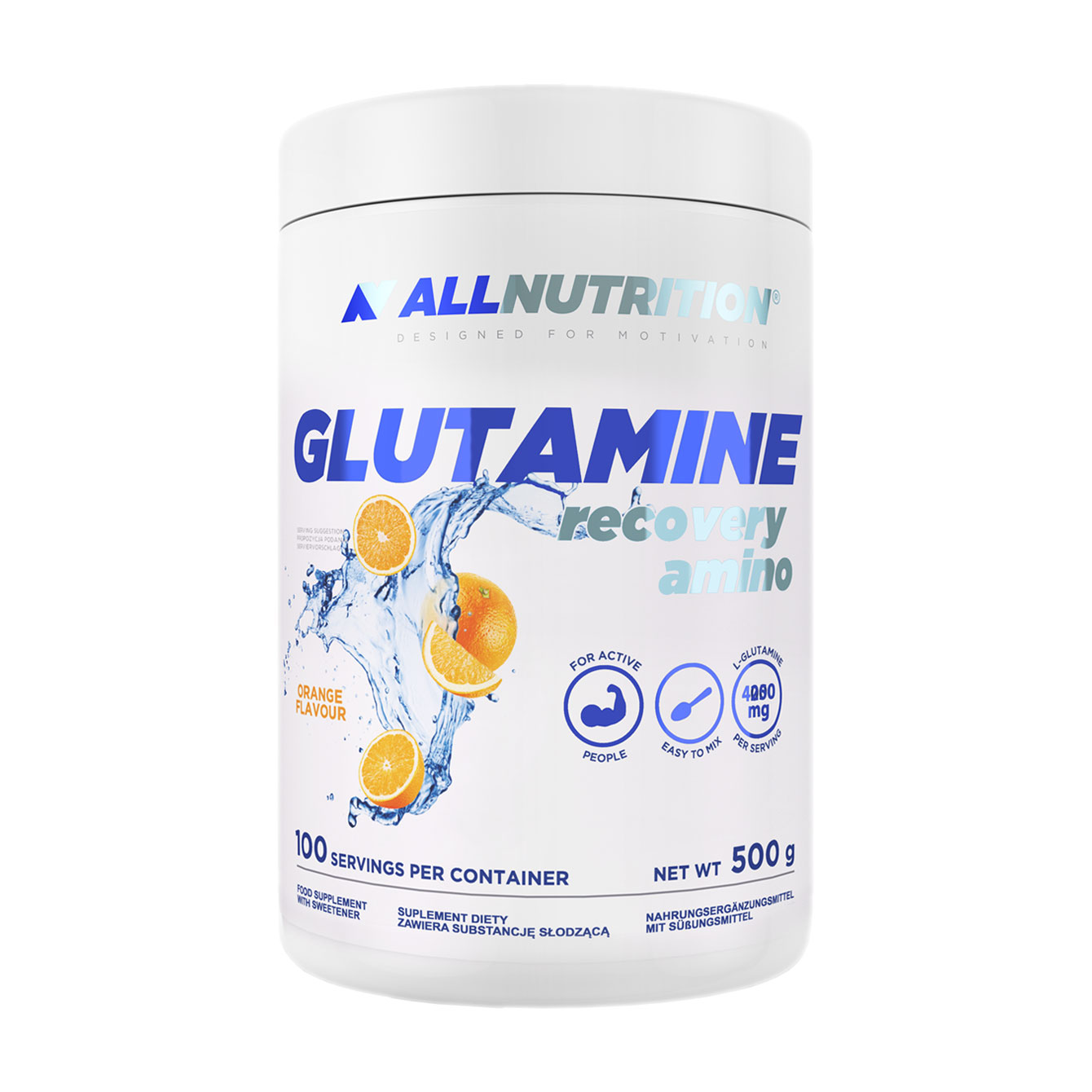 Глютамін AllNutrition Glutamine Recovery Amino в порошку, зі смаком апельсина, 500 г
