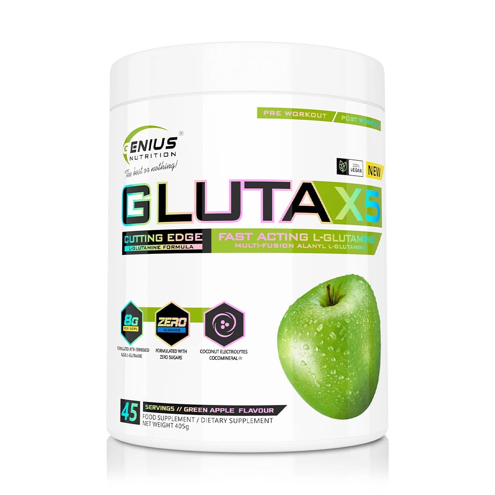 Глютамін Genius Nutrition Gluta-X5 Зелене яблуко, в порошку, 405 г