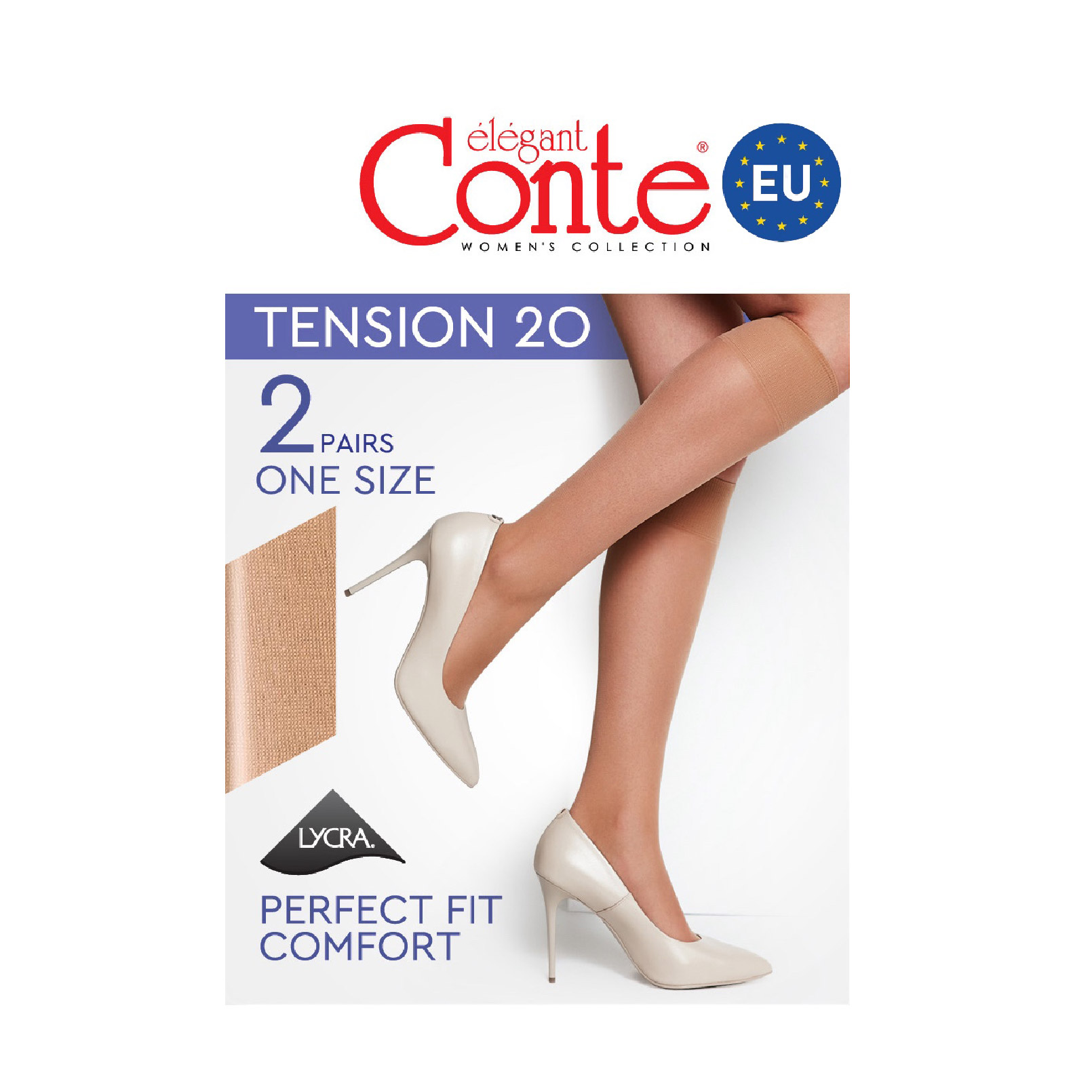 Гольфи жіночі Conte elegant Tension 20 DEN, Natural, розмір 23-25, 2 пари