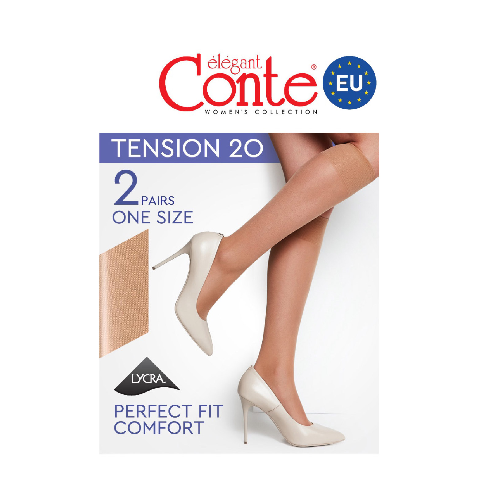 Гольфи жіночі Conte elegant Tension 20 DEN, Nero, розмір 23-25, 2 пари