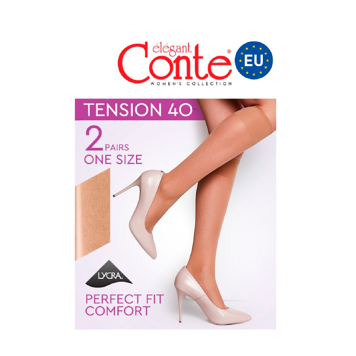 Гольфи жіночі Conte elegant Tension 40 DEN, Natural, розмір 23-25, 2 пари