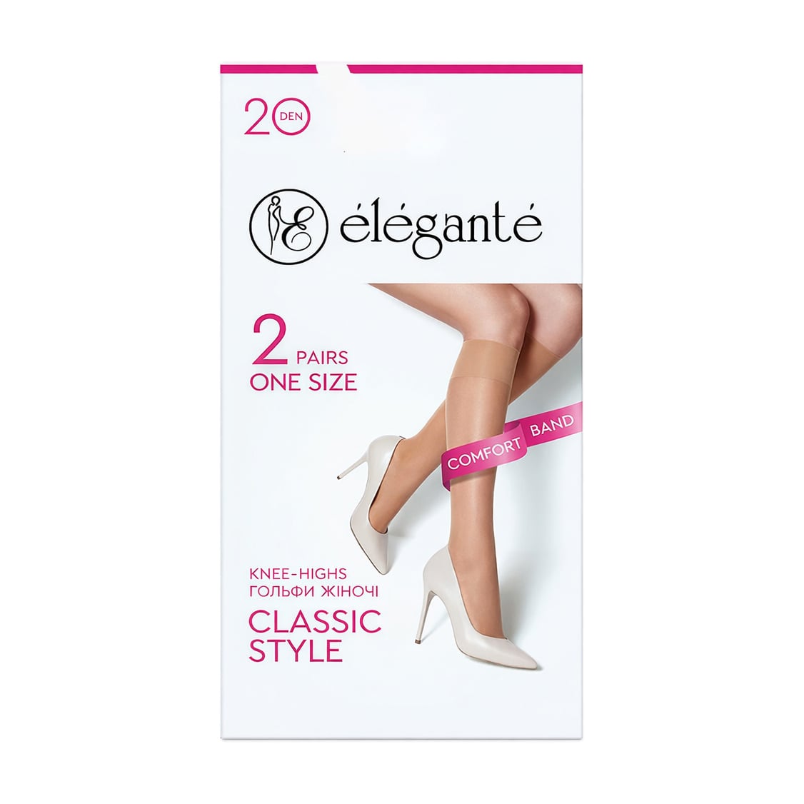 Гольфи жіночі Elegante Classic, 20 DEN, Natural, розмір 23-25, 2 пари