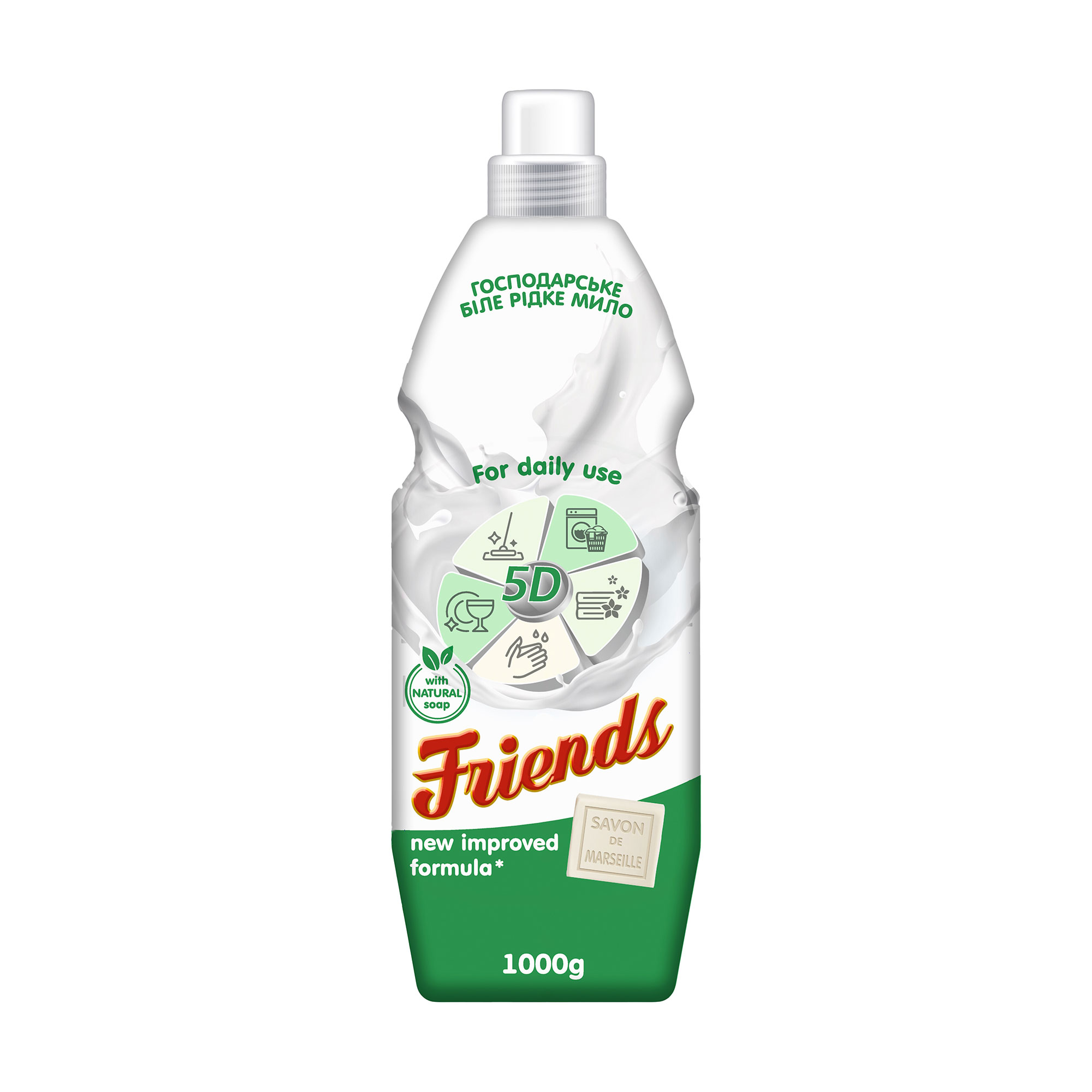 Господарське біле рідке мило Друг Friends White Liquid Laundry Soap, 1 л