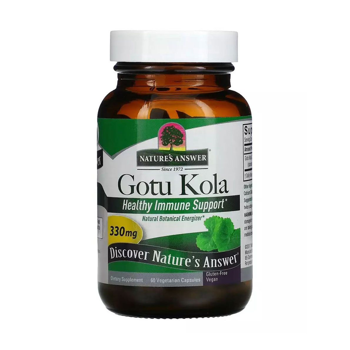 Готу кола Nature's Answer Healthy Immune Support Gotu Kola, 330 мг, 60 вегетаріанських капсул