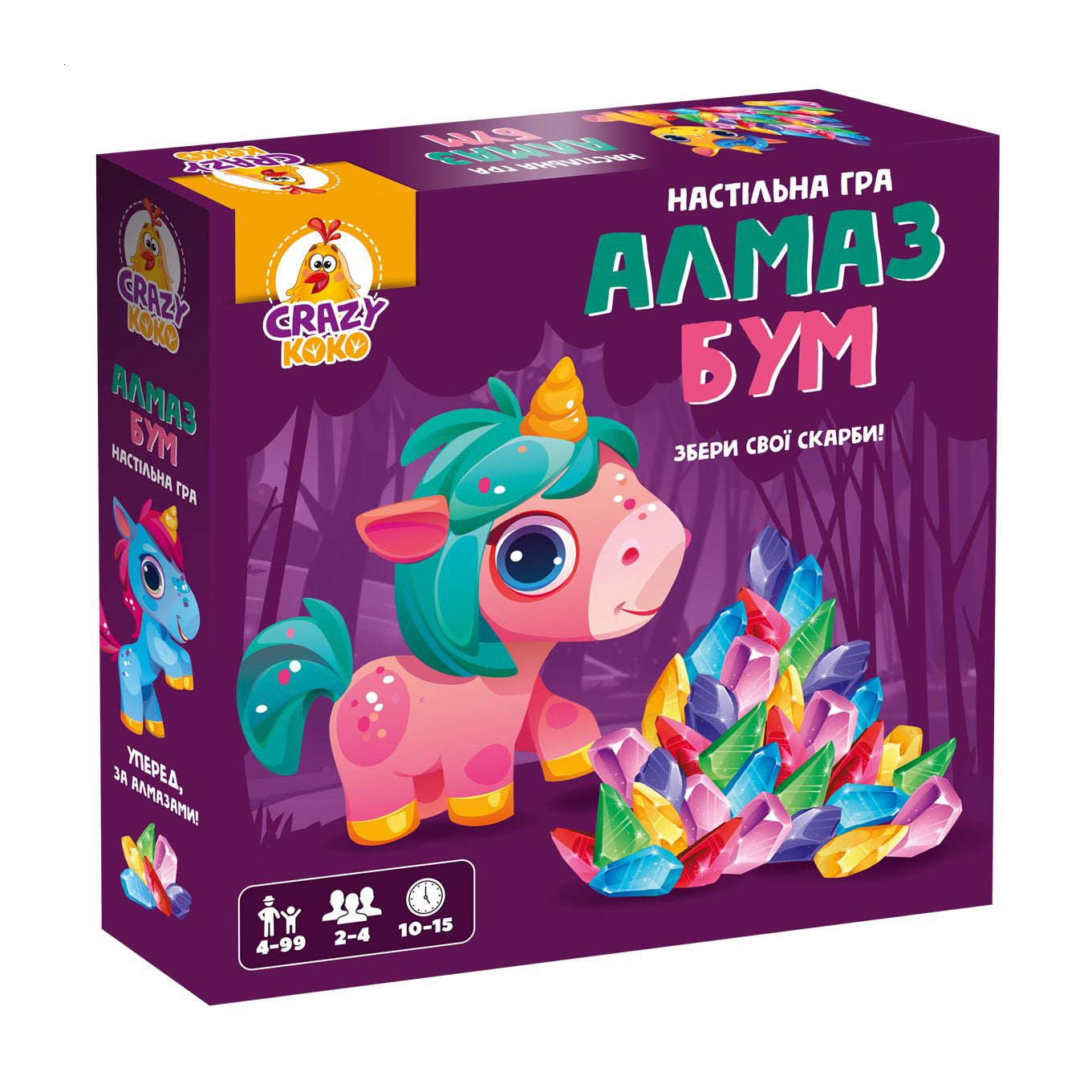 Гра маршрутна настільна Vladi Toys Алмаз бум, єдиноріжки, від 4 років, 39 елементів, 26*6*26 см (VT8055-31)