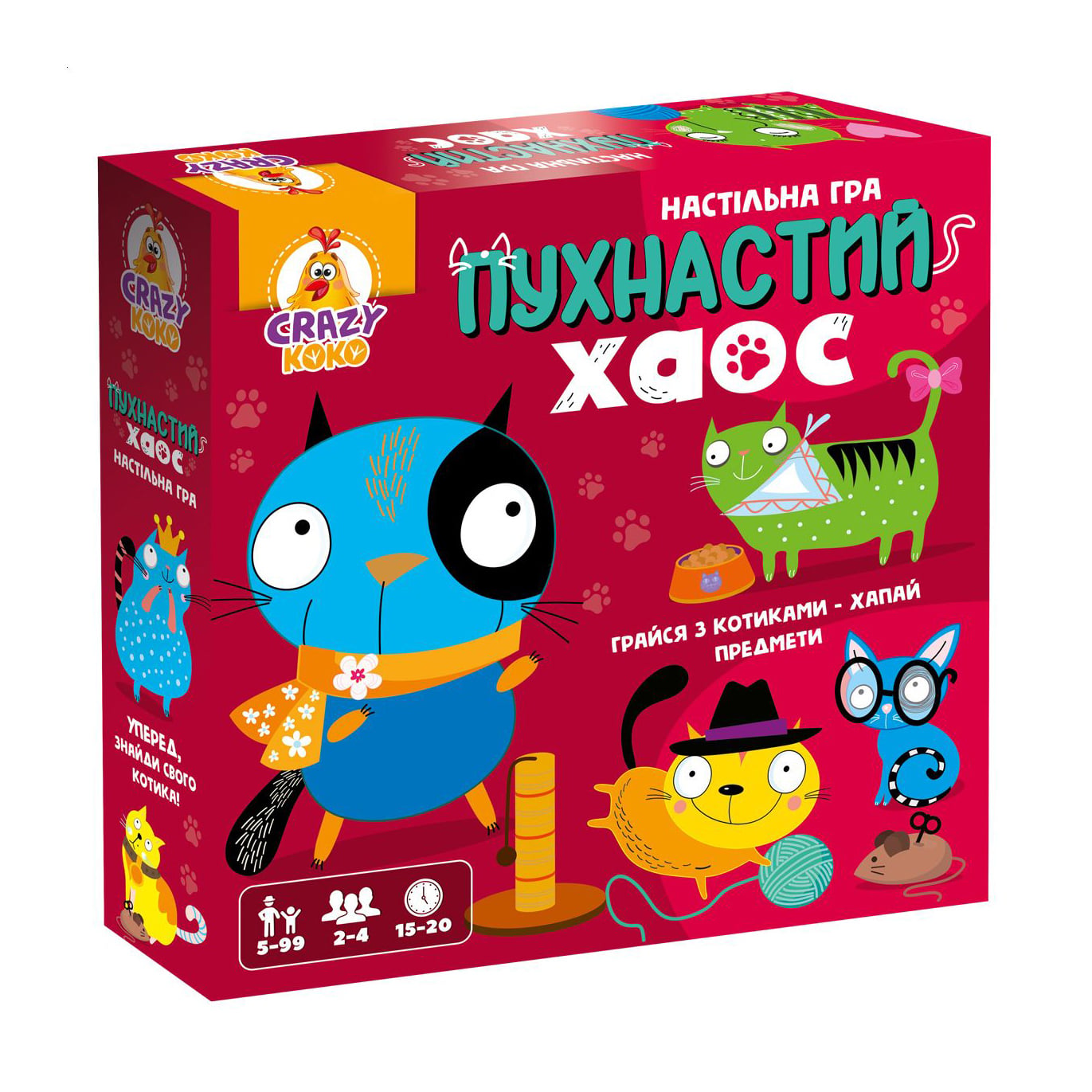 Гра розважальна настільна Vladi Toys Пухнастий хаос, від 5 років, 25 елементів, 26*6*26 см (VT8055-32)