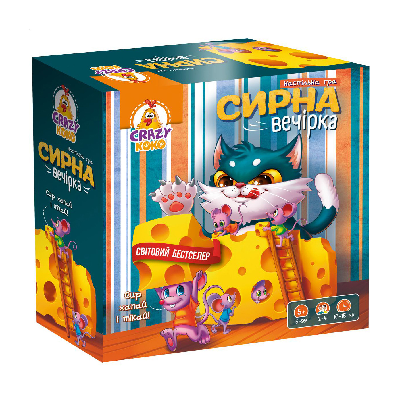 Гра розважальна настільна Vladi Toys Сирна вечірка, від 5 років, 27 елементів, 11.5*27*27 см (VT8055-38)