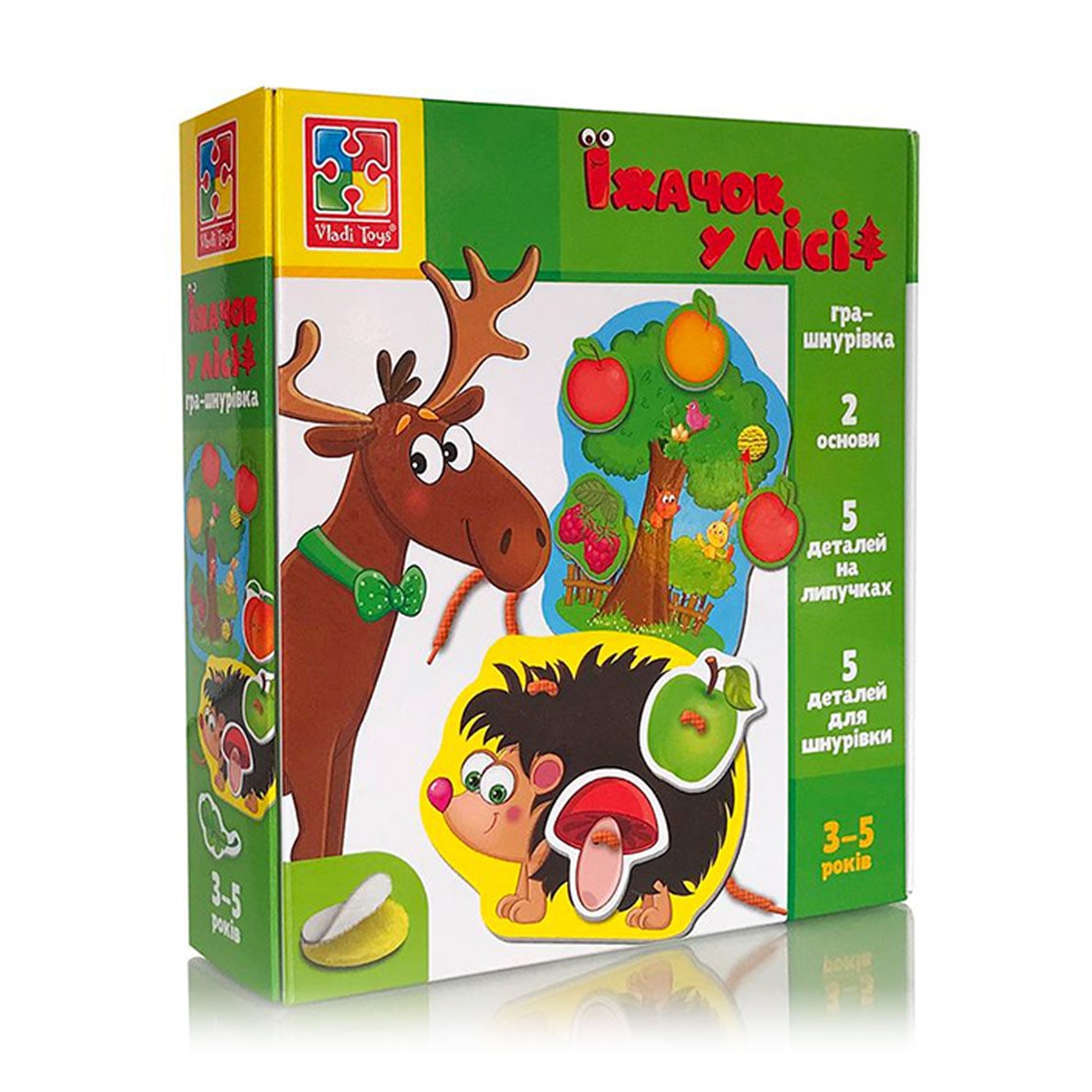 Гра-шнурівка Vladi Toys Їжачок у лісі, українською мовою, від 3 років, 12 предметів (VT1804-45)