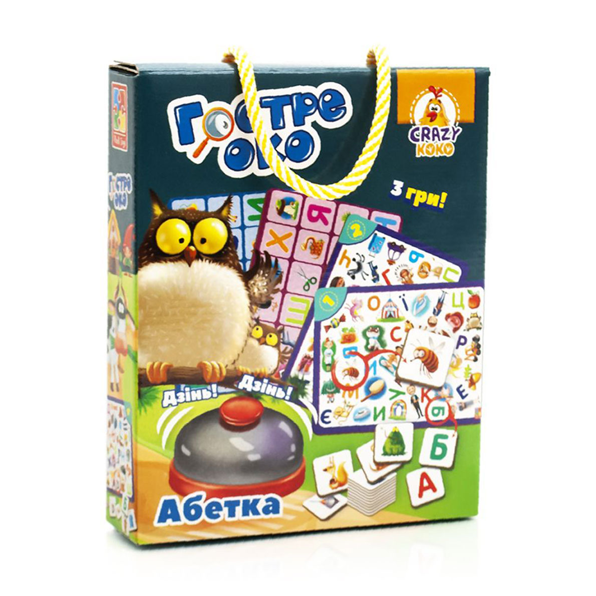 Гра зі дзвоником Vladi Toys Гостре око Абетка, українською мовою, 101 деталь, від 5 років (VT8010-14)