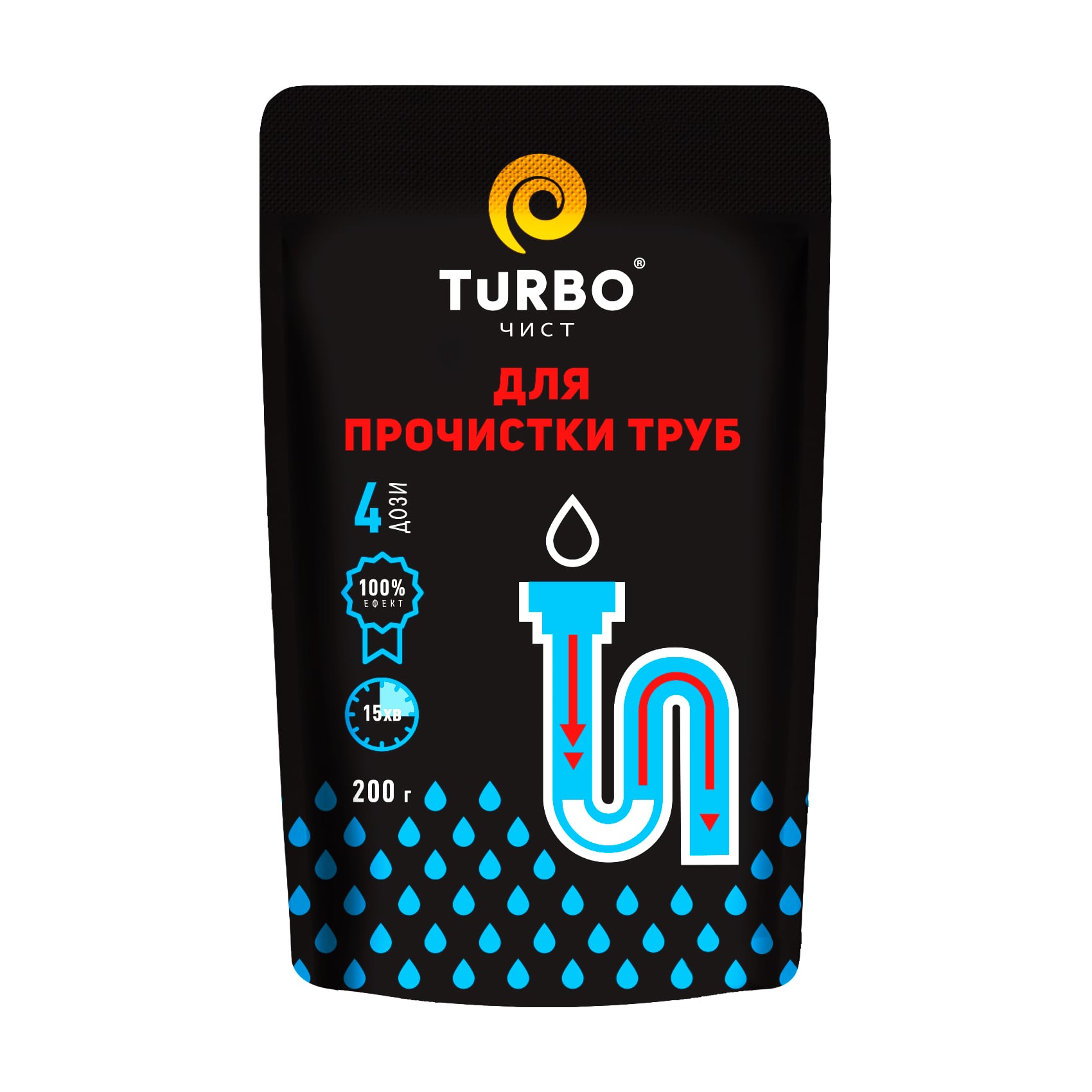 Гранули TURBOчист для прочистки каналізаційних труб, 200 г